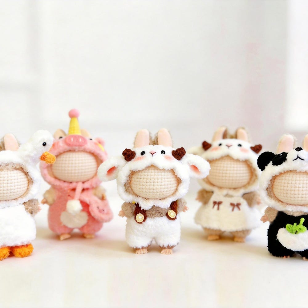 Fluffy Animal Doll Outfit Crochet Pattern Bundle – 6 Designs PDF