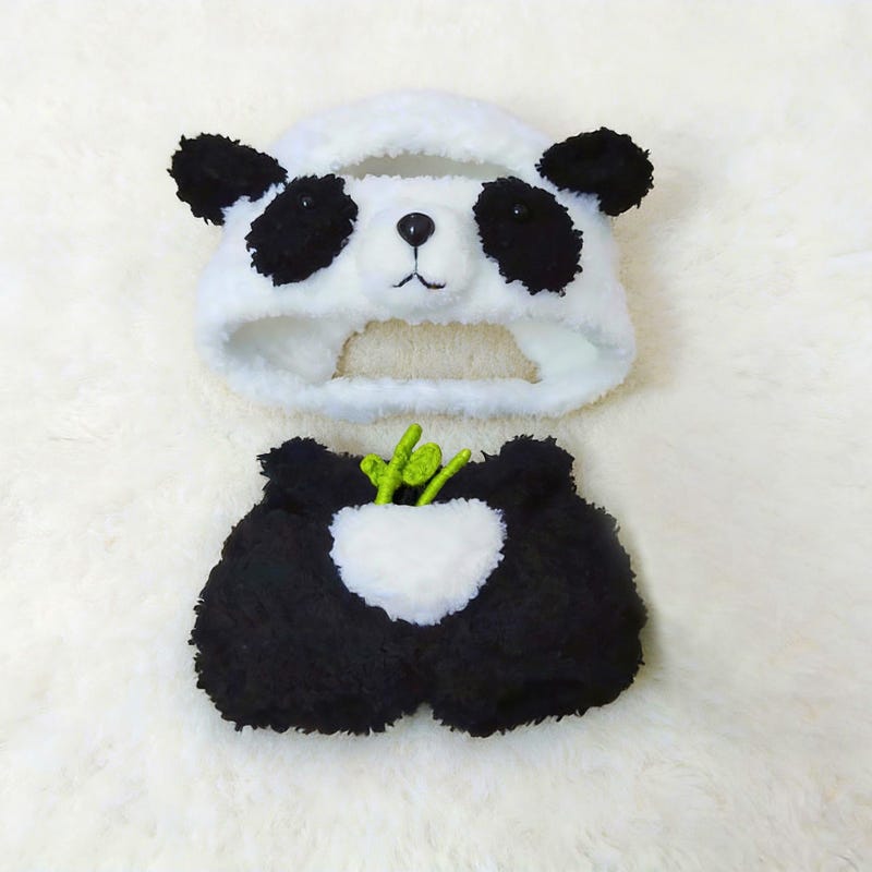 Panda Outfit Crochet Pattern – Bamboo Hoodie & Overalls Set for 17cm Doll PDF