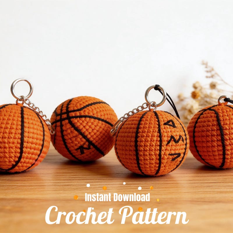Basketball Keychain Crochet Pattern – Mini Sports Amigurumi PDF