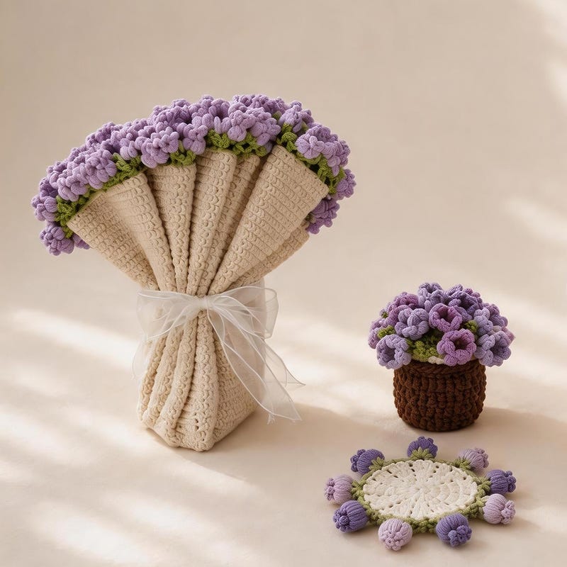 Lily of the Valley Crochet Coaster & Bouquet Blanket Pattern PDF