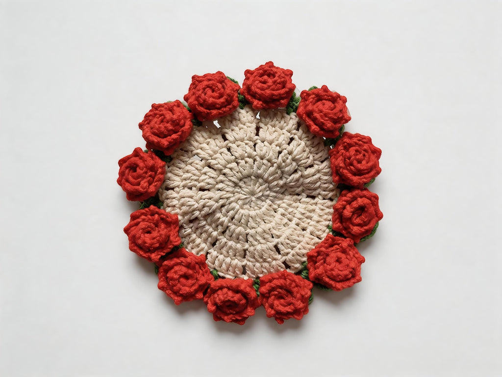 Rose Flower Coaster Pot & Bouquet Blanket Crochet Pattern