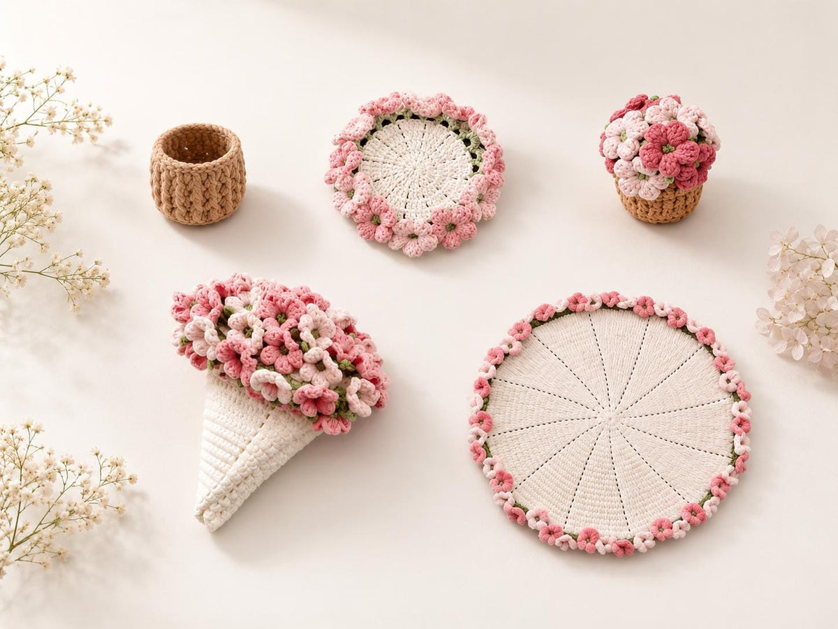 Hydrangea Coaster & Bouquet Blanket Crochet Pattern