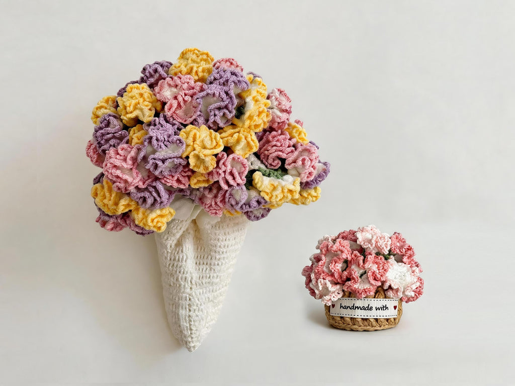 Carnation Bouquet Blanket & Coaster Pot Crochet Pattern