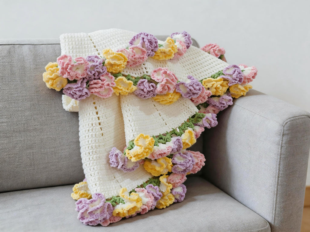 Carnation Bouquet Blanket & Coaster Pot Crochet Pattern